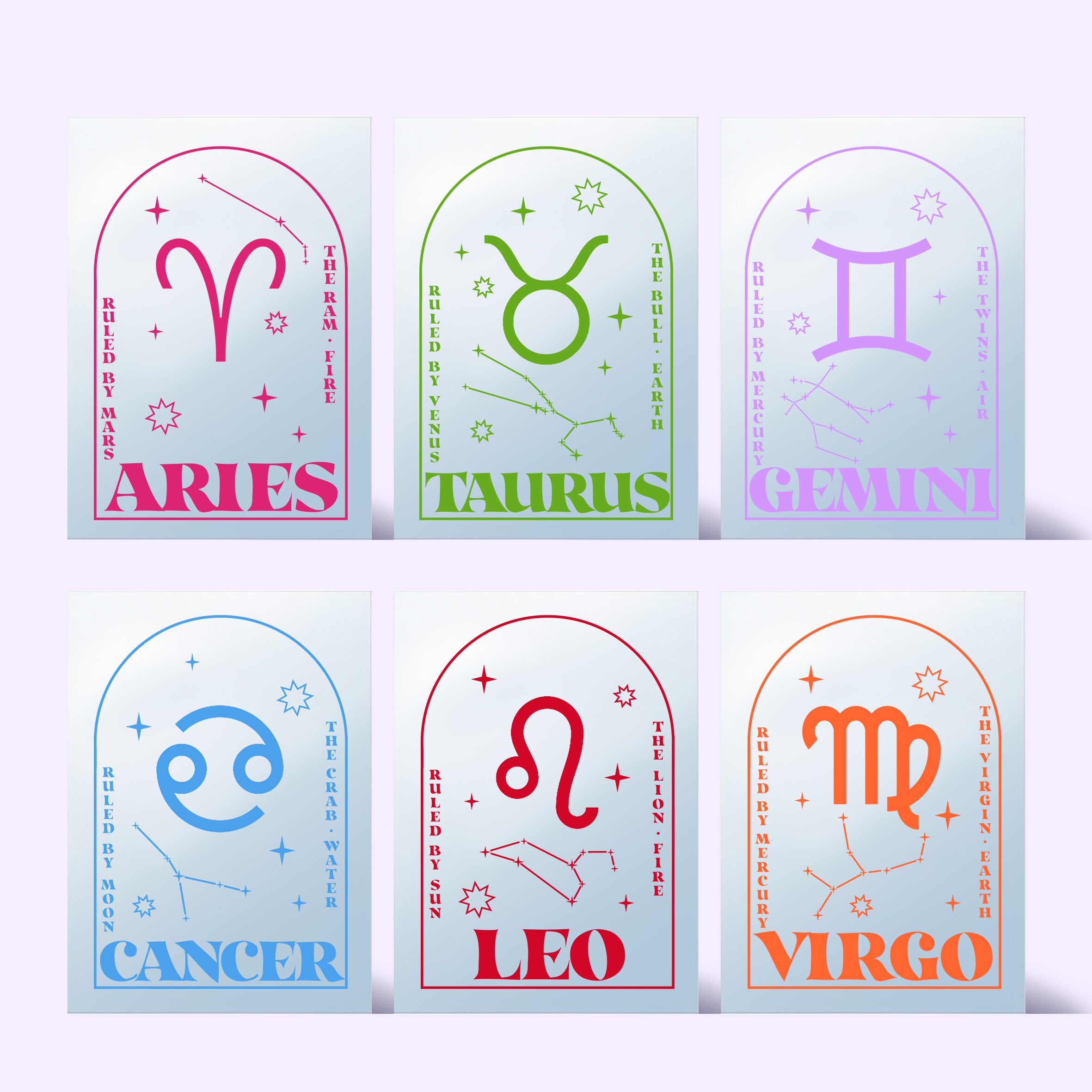 'Zodiac' Mirror (Choose your Sign + Colour)