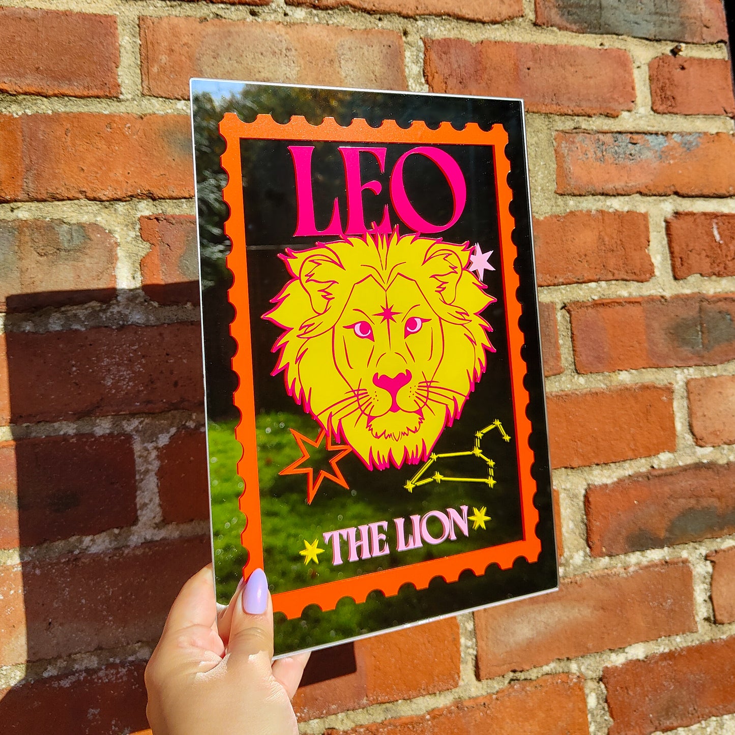 'Leo Zodiac Stamp' Mirror