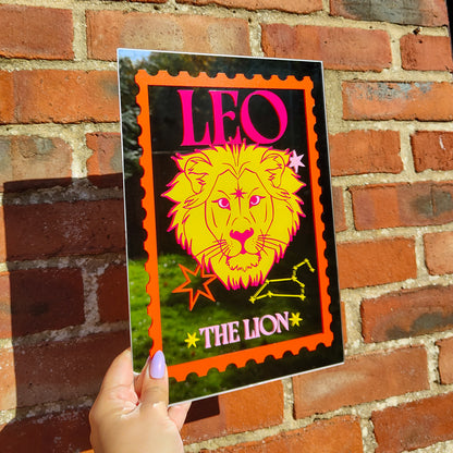 'Leo Zodiac Stamp' Mirror