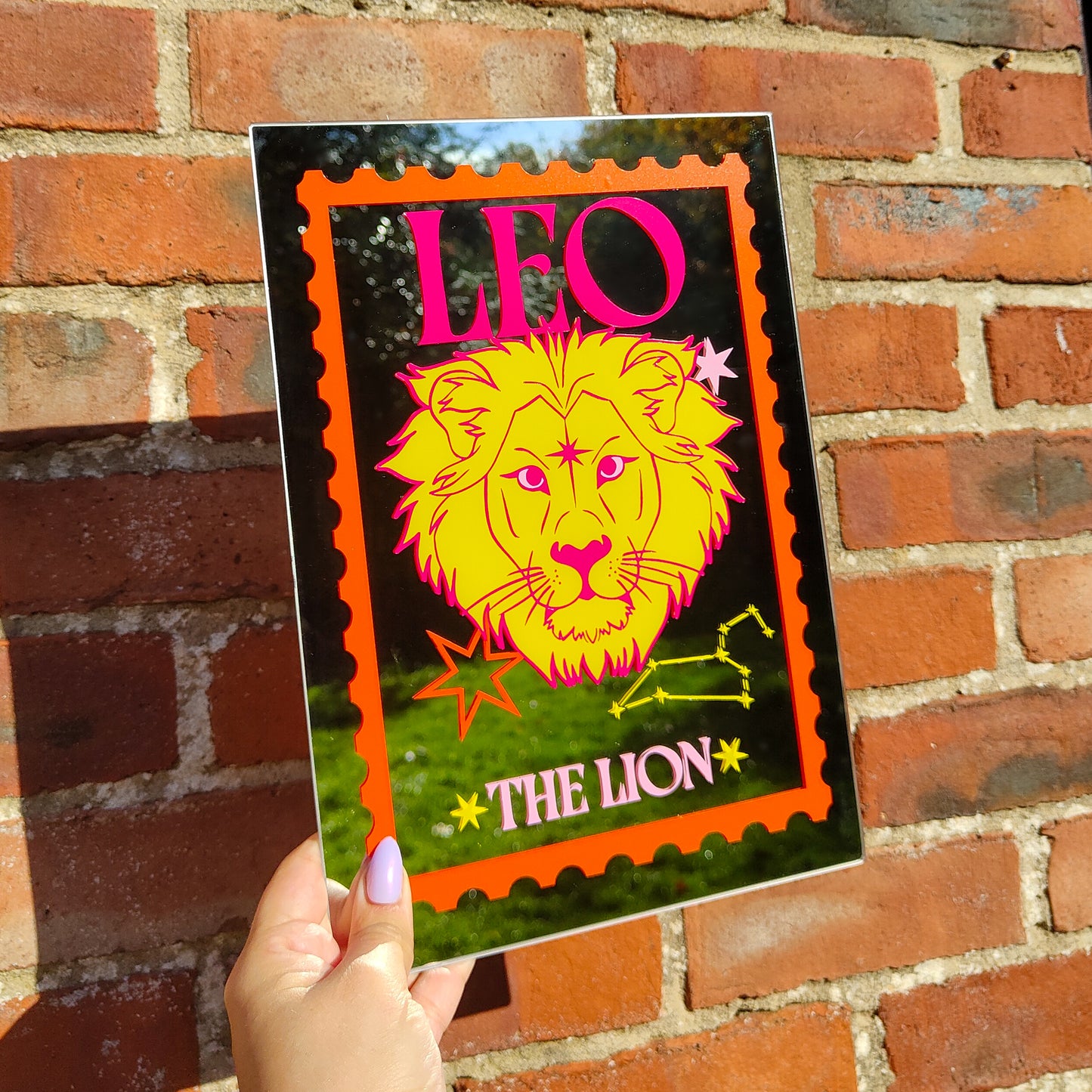 'Leo Zodiac Stamp' Mirror