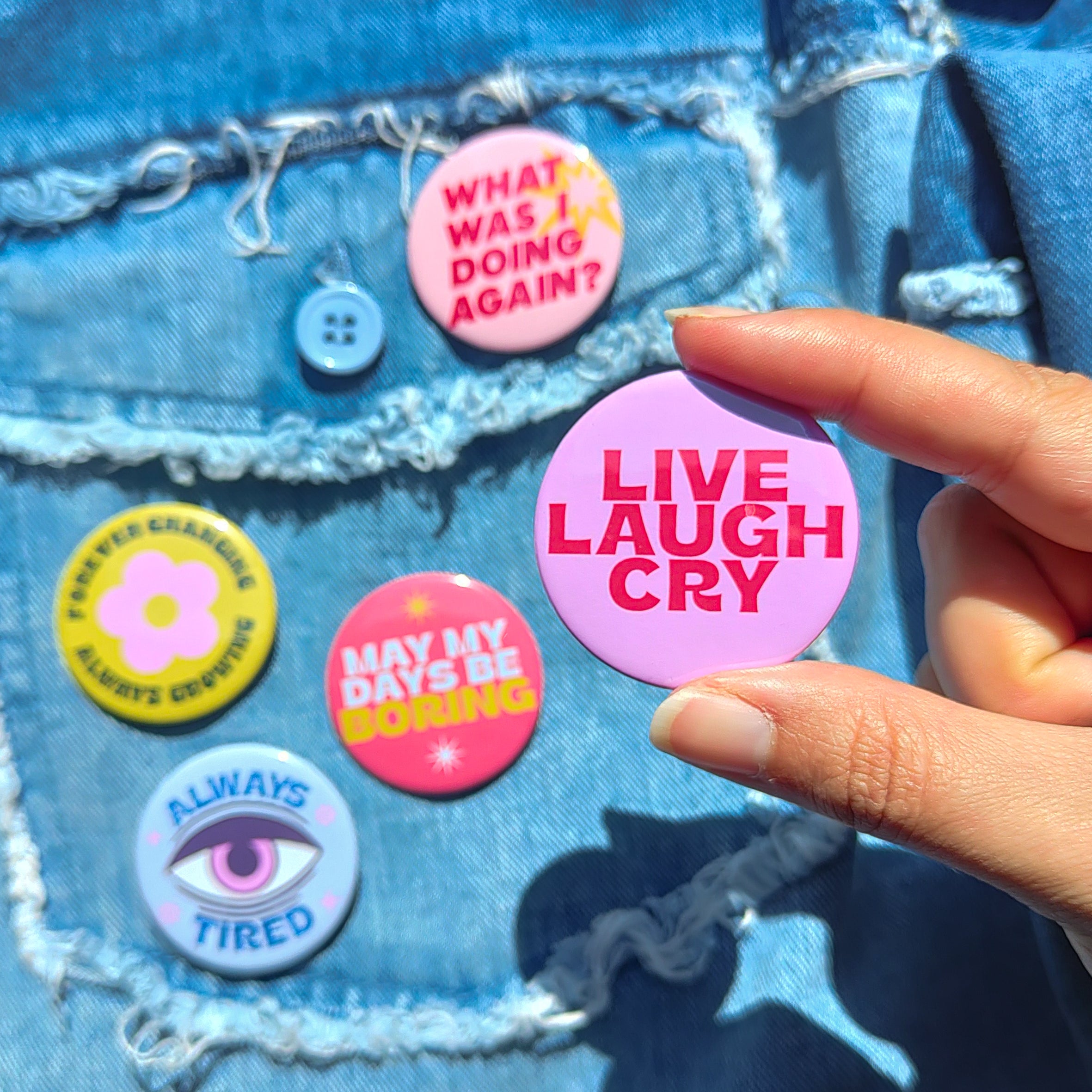 'Live Laugh Cry' Badge
