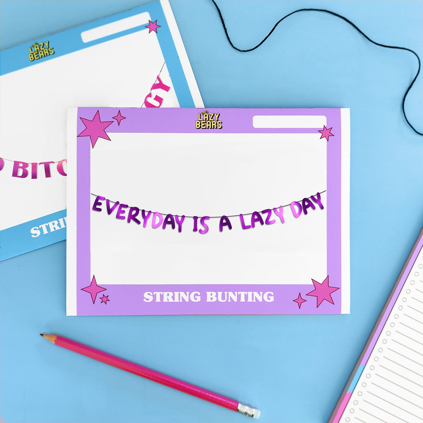 'Everyday is a Lazy Day' String Bunting (Choose your colour)