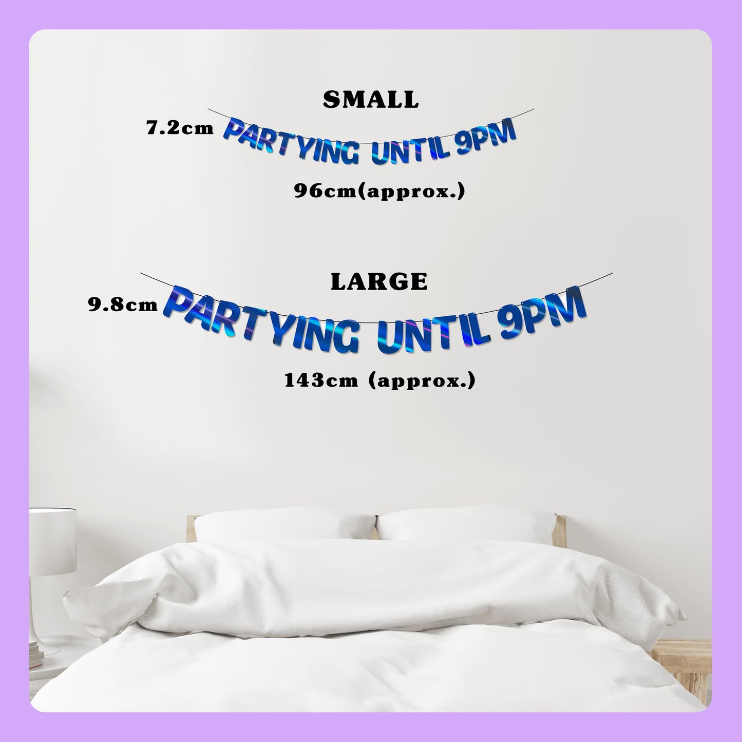 'Partying Until 9pm' String Bunting (Choose your colour)