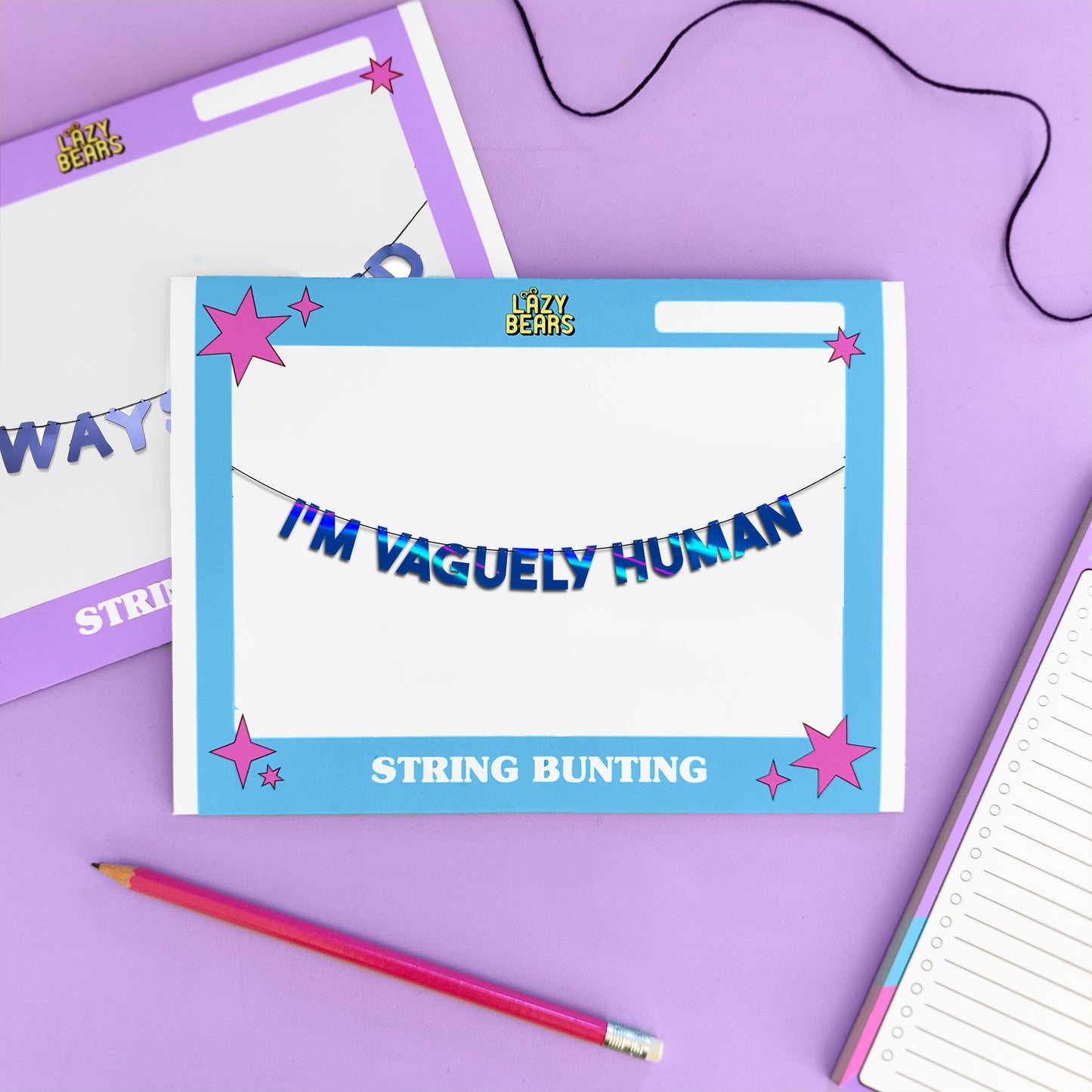 'I'm Vaguely Human' String Bunting (Choose your colour)